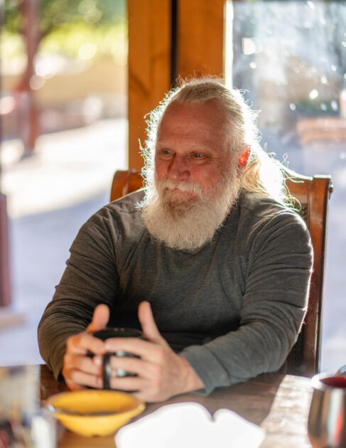 C.C. Finlay in the New Mexico sunlight. He looks a little like Gandalf. Photo by Robert Chang.